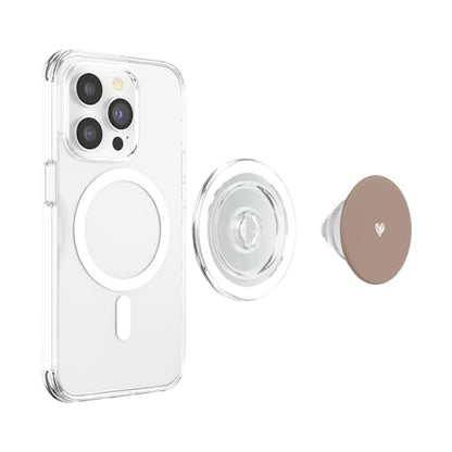 Cute Mocha Brown Heart Love Minimalist PopSockets PopGrip for MagSafe - style: Magnetic PopGrip