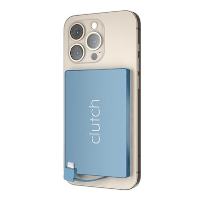 Clutch - Pro USB-C Portable Charger - Compatible with iPhone 15, 16, 17 & Android Devices - Power Bank Magnetic Battery - TSA Travel Approved - USB Rechargeable - Built-in Cable - 5000 mAh - 3.7oz - color: Baby Blue