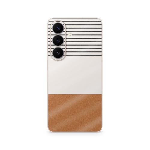 Glossy Glitter Phone Skin Compatible with Samsung Galaxy S26 - Neutral Stripes - Premium 3M Vinyl Protective Wrap Decal Cover - Easy to Apply | Crafted in the USA by MightySkins - color: Neutral Stripes, size: Galaxy S26 (Back Wrap), style: Glossy Glitter