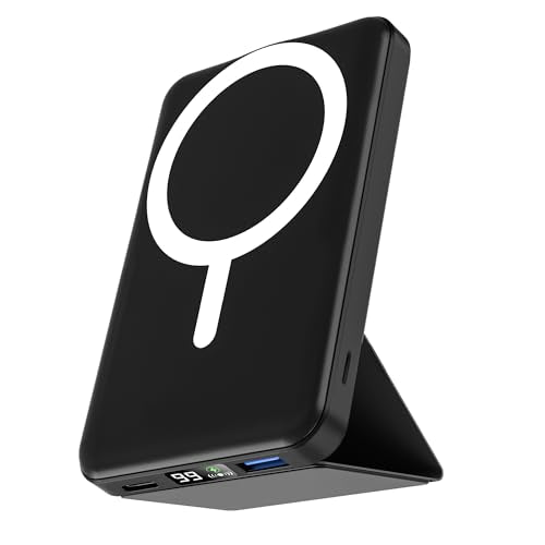 podoru for MagSafe Power Bank 10000 mAh, Foldable Magnetic Portable Charger - color: Black
