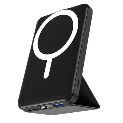podoru for MagSafe Power Bank 10000 mAh, Foldable Magnetic Portable Charger - color: Black