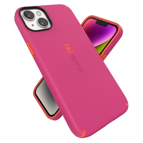 Speck iPhone 15 Plus & 14 Plus Case - Slim Phone Case with Drop Protection, Scratch Resistant with Soft Touch for 6.7 inch iPhone - Dual Layer Case, Digital Pink/Energy Red CandyShell Pro - color: Digital Pink/Energy Red