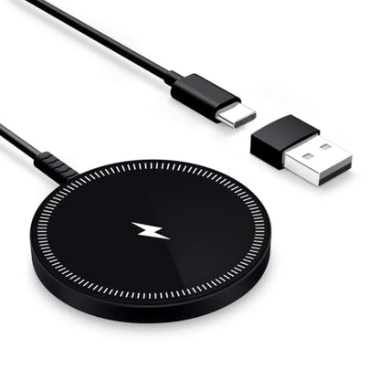 Magnetic Wireless Charger Fast Charge Strong Magnet Charging Pad for iPhone 17/16/15/14/13/12 - Series&AirPods Pro 4-2, Daul Ports, Case-Friendly, Ultra-Slim & Portable for Travel Nightstand Desk