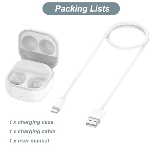 Charging Case for Galaxy Buds FE, Replacement Charger Battery Case 600mAh for Samsung Galaxy Buds FE (White) - color: White