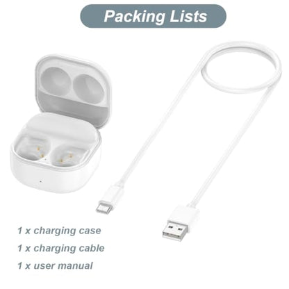 Charging Case for Galaxy Buds FE, Replacement Charger Battery Case 600mAh for Samsung Galaxy Buds FE (White) - color: White
