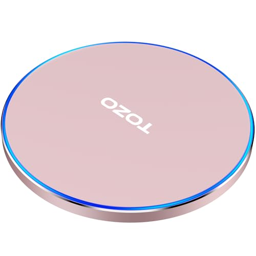 TOZO W1 New Anti-Slip Aircraft-Grade Aluminum Wireless Charger 15W Max Fast Wireless Charging Pad Compatible with iPhone 17/17 Pro/17 Pro Max/Air/16/15/14/SE Series, Samsung Galaxy S25/S24/S23, Pink