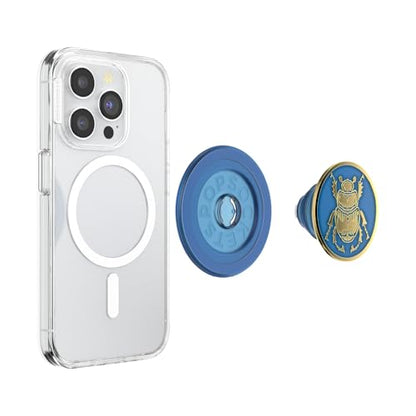 PopSockets Phone Grip for MagSafe, Magnetic Holder, Phone Stand, Blue - Enamel Scarab - color: Enamel Scarab, style: MagSafe