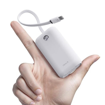iWALK Mini Portable Charger 10,000mAh, 22.5W USB-C Fast Charging Power Bank with Built-in Cable, Travel Essential Ultra-Small Battery Pack Compatible for iPhone 17/16/16 Pro/15, Samsung, Google, White - color: White 22.5W