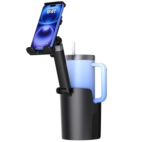 Vitog 2-in-1 Phone Holders for Your Car, Universal Cup Holder Phone Holder - color: Black(360° Rotation)