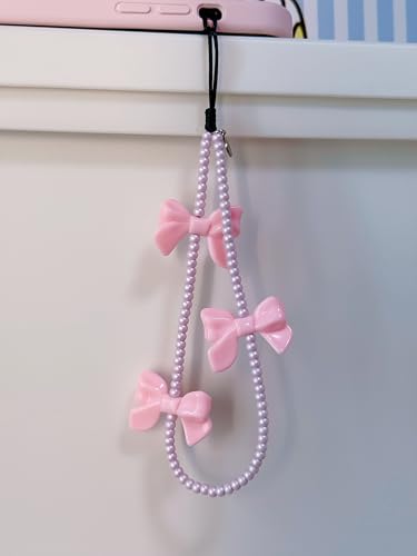 Drawwind Phone Charm Beaded Wristlet Strap Universal Cell Phone Lanyard Cute Bracelet Wrist Strap Beaded Chain String Handmade Accessories for Case Camera Bags (Bow Beau) - color: Bow Beau