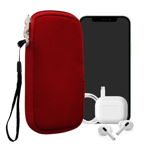 kwmobile Universal Phone Pouch Size M - 5.5" - Neoprene Smartphone Pouch with Zip - Water-Repellent Mobile Phone Case - Sleeve in Red - color: red, size: M - 5.5"
