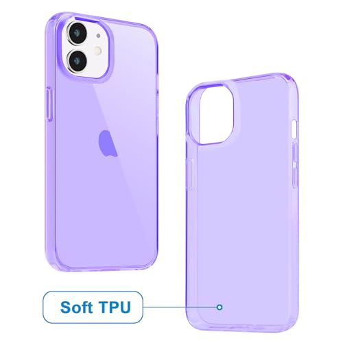 JJGoo Compatible with iPhone 12 Case & 12 Pro Case Clear Soft Transparent Shockproof Protective Slim Thin Bumper Phone Cover for 12 and 12 Pro - 6.1 inch, Clear Purple - color: Purple