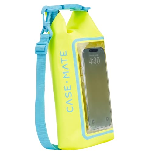 Case-Mate Mini IP68 Waterproof Bucket Bag (2L) - Citrus Splash | Roll Top Dry Bag with Touchscreen Waterproof Pouch - For Phones Up to 7" - Swimming, Kayaking, Boating, Travel Essentials - color: Citrus Splash