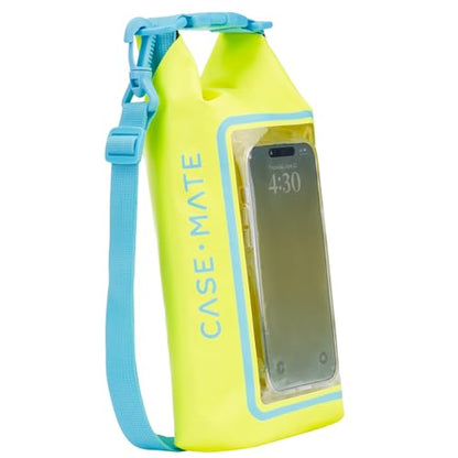 Case-Mate Mini IP68 Waterproof Bucket Bag (2L) - Citrus Splash | Roll Top Dry Bag with Touchscreen Waterproof Pouch - For Phones Up to 7" - Swimming, Kayaking, Boating, Travel Essentials - color: Citrus Splash