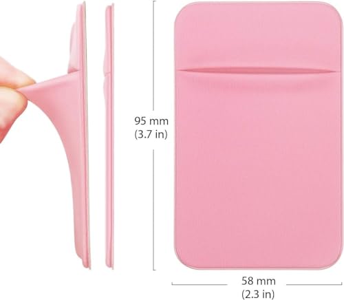 Cell Phone Pocket Self Adhesive Card Holder Stick On Wallet Sleeve with Adhesive RFID Card ID Credit Card ATM Card Holder storage for Phone Android (Pink)