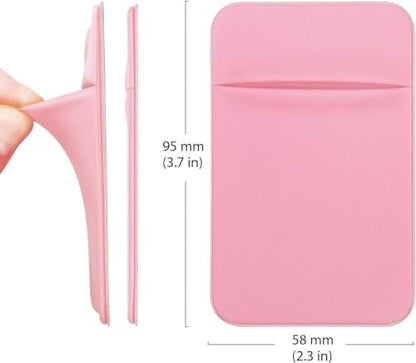 Cell Phone Pocket Self Adhesive Card Holder Stick On Wallet Sleeve with Adhesive RFID Card ID Credit Card ATM Card Holder storage for Phone Android (Pink)