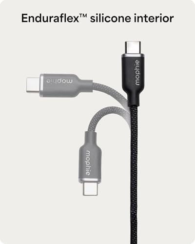 Mophie Charge Stream USB-C to USB-C 1m/3ft Cable with Lightning Adapter - 60W Fast-Charge Universal Charging Cable, MFi Certified, Dual Tip Adapter, Braided, Durable for iPhone, iPad, Android, MacBook - size: 3 feet, style: USB-C to USB-C w/Lightning Adap