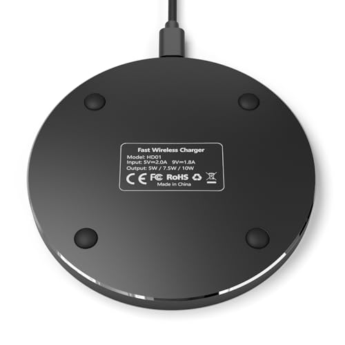 Stylish Marble 15W Qi Certified Fast Wireless Charging Pad for iPhone & Android with USB Cable, Modern Unique Desk Accessory