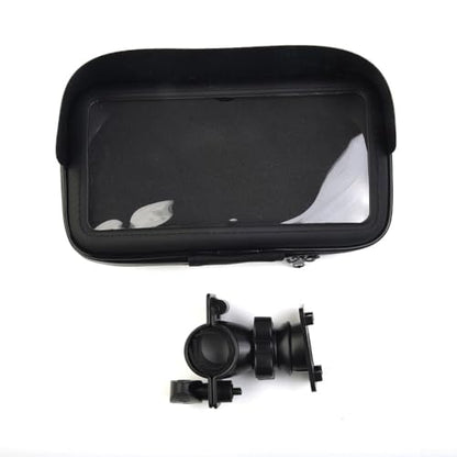 6.5 Inch Motorcycle Phone Mount Bag, Waterproof Handlebar Holder Case For ATV Scooter GPS Navigation, Shockproof Touch Screen Pouch With Sun Visor And Foam Inserts, Black