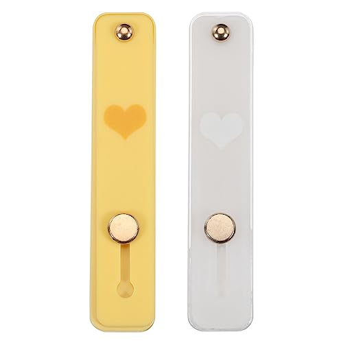 MECCANIXITY 2 Pcs Phone Loop Finger Holder Silicone Phone Strap Grip Holder Cell Phone Grip Stand for Most Smartphones Light Yellow,Clear - color: Light Yellow,Clear
