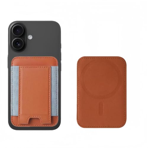 7 Cards Holder for MagSafe Wallet, Stronger Magnetic Wallet RFID Blocking for iPhone 17/16/15/14/13/12 and Pro Promax Series - color: brown elastic wallet