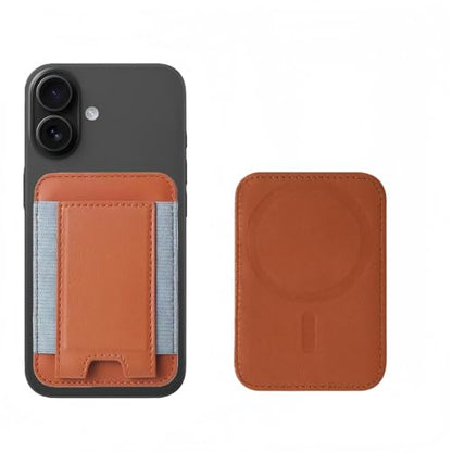 7 Cards Holder for MagSafe Wallet, Stronger Magnetic Wallet RFID Blocking for iPhone 17/16/15/14/13/12 and Pro Promax Series - color: brown elastic wallet