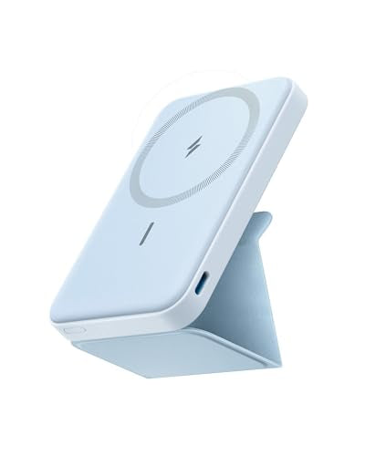 Anker 622 Magnetic Power Bank, 5,000mAh Foldable Wireless Portable Charger - color: Misty Blue, size: 4.13 x 2.64 x 0.51 inches