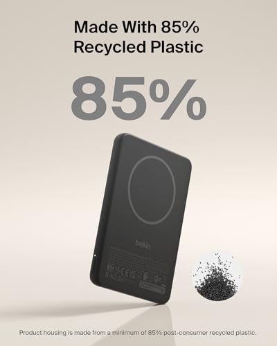 Belkin 5K 15W Ultra Slim Portable Power Bank, Supports MagSafe Accessories - color: Black