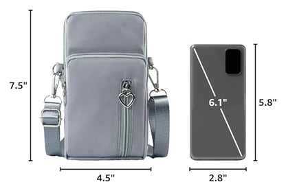 Small Crossbody Bag for Women - Mini Phone Purses with Crossbody Strap and Wallet - Nylon Arm Bag - color: A-grey