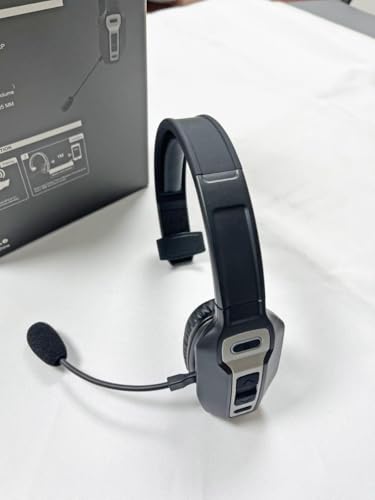 Bluetooth Headset with Microphone,Noise Cancelling with Mute Button, Very Strong Wireless Range, All-Day Comfort On Ear Headphones 60 Hrs Working time for Trucker/Work/PC/Call Center/Meeting/Office