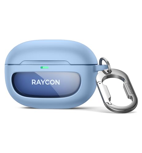 SURITCH Case for Raycon Everyday Earbuds (2024 Edition), Shockproof Magnetic Case for Raycon Bluetooth True Wireless in-Ear Buds Headphones, Protective Cover with Magnetic Lid Lock & Carabiner, Blue - color: Blue