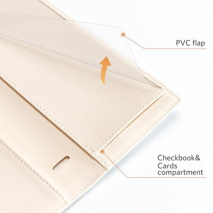 CoBak Checkbook Cover for Women & Men - PU Leather Case with RFID Blocking | Classic Design Check Book Holder for Personal and Business - color: Blue Bloom Symphony