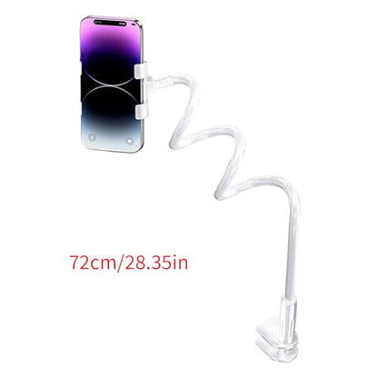 Flexible Bedside Phone Mount Clamp with Bendable Arm 360 Rotatable Metal Tube Stand Upgrades for Lazy Watching Gooseneck Holder for Bed