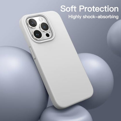 JETech Silicone Case for iPhone 14 Pro, Light Grey | Silky Soft Touch, Shockproof Protection, Scratch Resistant, Microfiber Lining - color: Light Grey, size: iPhone 14 Pro