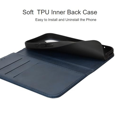 Case for iPhone 16 Plus Wallet, 6.7",Purse with Card Slot, Navy Blue | Premium PU Leather, Flip Folio Purse Case, with Card Slot, Stand Holder,Magnetic Closure, TPU Shockproof Protective Case - color: Navy Blue, size: iPhone 16 Plus
