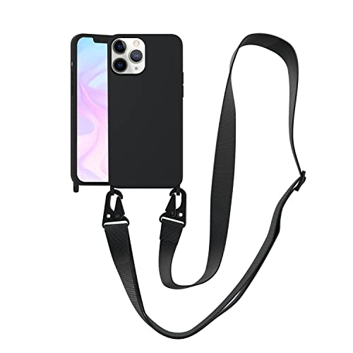 Compatible with iPhone 11 Pro Max Case with Lanyard Crossbody iPhone Case with Strap Adjustable Shockproof Drop Protection Silicone Phone Cover for iPhone 11 Pro Max 6.5’’ Black - color: Black, size: iPhone 11 Pro Max
