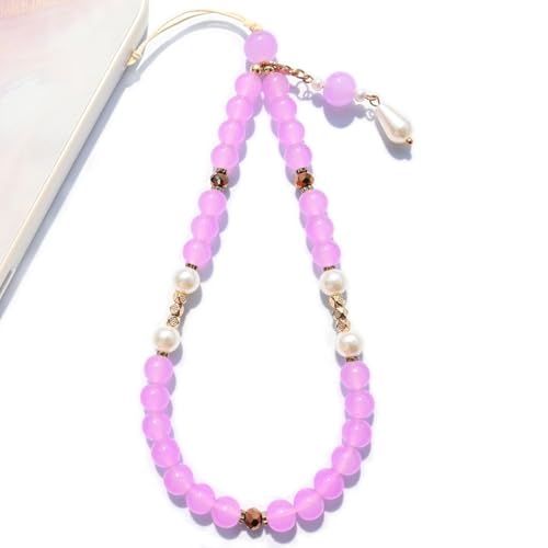 Phone Charm Cute Purple Pearl Beaded Phone Wrist Strap for Women, Phone Charms Strap for iPhone Charm Strap & Phone Case Charms, Camera Wrist Strap Cute, Gift for Birthdays & Holidays ( Purple ) - color: Purple
