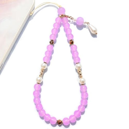 Phone Charm Cute Purple Pearl Beaded Phone Wrist Strap for Women, Phone Charms Strap for iPhone Charm Strap & Phone Case Charms, Camera Wrist Strap Cute, Gift for Birthdays & Holidays ( Purple ) - color: Purple