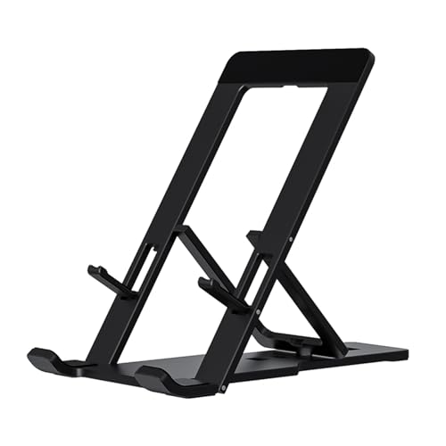 Cell Phone Stand, Fully Adjustable Foldable Desktop Phone Holder for Desk, Thick Case Friendly, Compatible with All Phones (A-Black) - color: A-Black