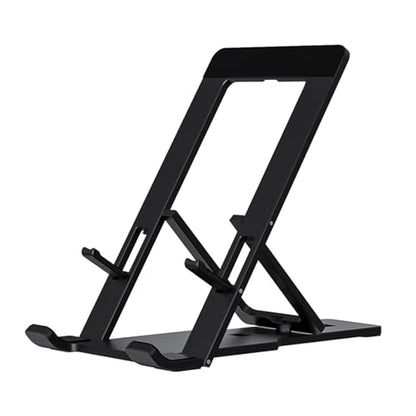Cell Phone Stand, Fully Adjustable Foldable Desktop Phone Holder for Desk, Thick Case Friendly, Compatible with All Phones (A-Black) - color: A-Black