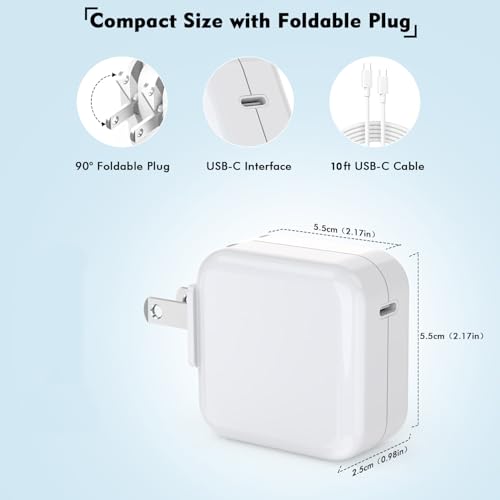 Mac Book Pro Charger - USB C Charger Fast Charger Power Adapter for USB C Port MacBook Pro/ MacBook Air 16 15 14 13 inch, New iPad Pro and All USB C Device, Included 10FT Long USB C to C Charger Cable