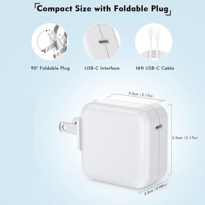 Mac Book Pro Charger - USB C Charger Fast Charger Power Adapter for USB C Port MacBook Pro/ MacBook Air 16 15 14 13 inch, New iPad Pro and All USB C Device, Included 10FT Long USB C to C Charger Cable