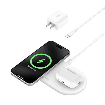 Belkin Qi2 15W 2 in 1 Wireless Charging Pad with USB-C Port - color: White, style: 2 in 1