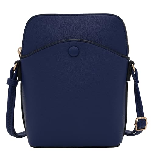 Small Crossbody Bag with Gold Hardware, Mini Shoulder Purse with Adjustable Strap - color: Navy