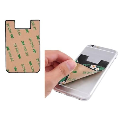 Phone Phone Adhesive Card Holder for Back Of Phone Floral Flower Stick-on ID Credit Card for All Smartphones PU Leather Card Holder Adhesive Pocket - color: Cute Flowers