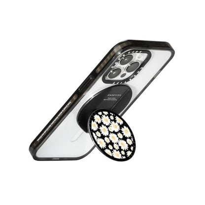 CASETiFY Snappy Grip Stand Compatible with Magsafe - White Daisies - color: White daisies pattern on black