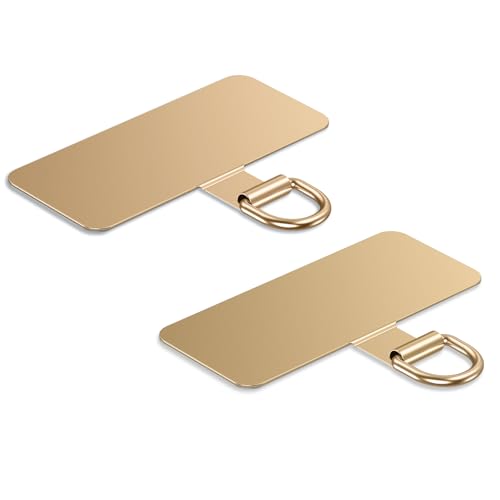 Phone Lanyard Tab, Heavy Duty Tether Tab for iPhone & Android, Metal Lanyard Patch & Strap Adapter, 44lbs Load Capacity, Universal Phone Case Insert for Strap & Charm (Champagne Gold*2) - color: Champagne Gold*2