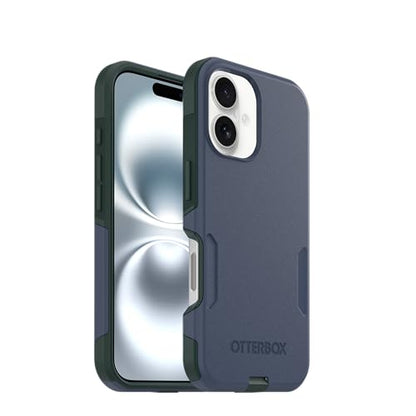 OtterBox iPhone 16 (Only) - Commuter Series MagSafe Case - Indigo Marsh (Blue & Green) - Built-in Magnets - Slim & Tough - Pocket-Friendly - with Port Protection - color: Blue & Green, style: iPhone 16