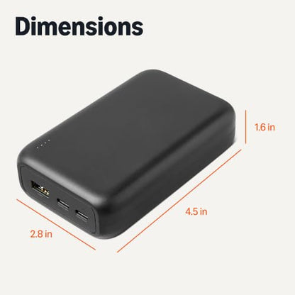 Amazon Basics High-Capacity Portable Charger Power Bank with 3-Port Output, 20,000 mAh, Black - style: 20000 mAh