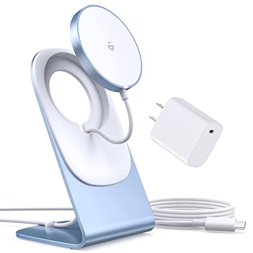 Magnetic Wireless Charger Stand + Charging Pad for iPhone Duo/18-12 Series - color: Blue